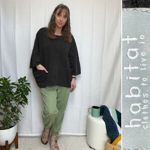 Habitat Textured Dolmen Sleeve Sweater Poncho Oversized Cozy Pullover Sz: L